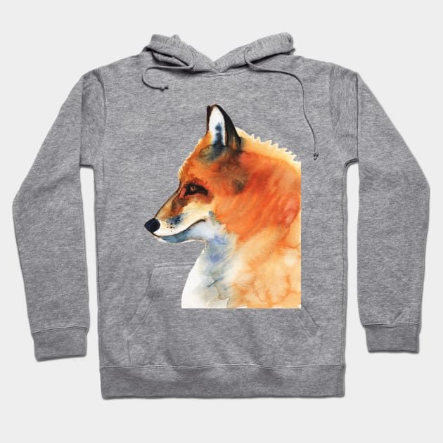 Watercolor illustration, portrait of fox Hoodie by Olga Berlet